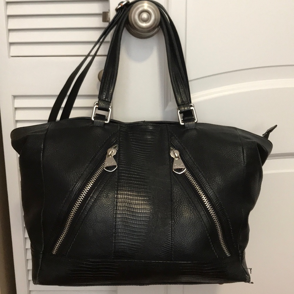 DOLCE VITA Black Leather Embossed Handbag/Satchel